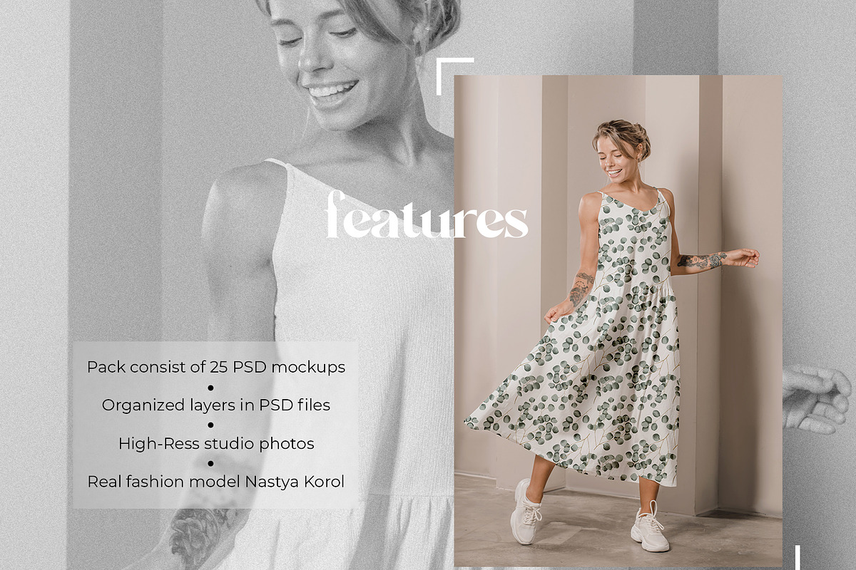 Women Long Dress Mockup Bundle, a Shirt Mockup by Neutral Mockups (Photo 2 of 8)