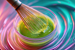 Enjoying the art of matcha with a whisk and vibrant green tea, a Food & Drink Photo by AlyaAnd