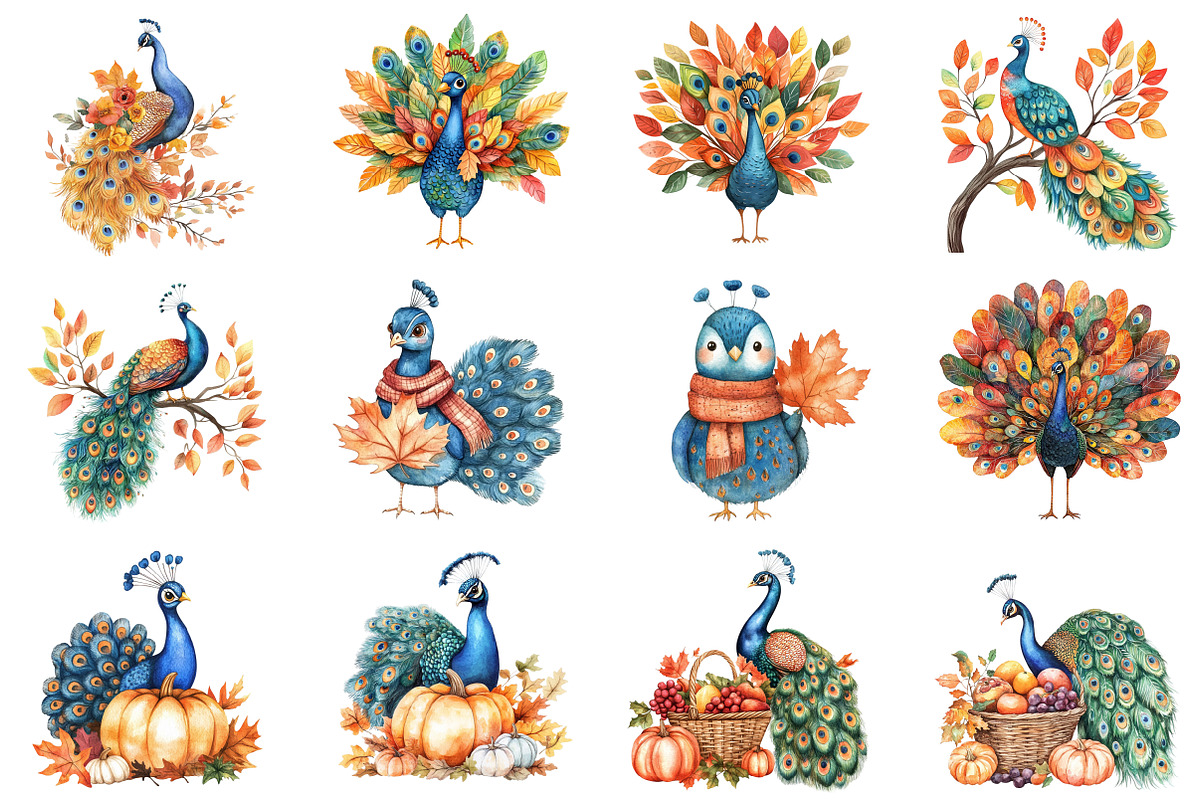 Cute Autumn Peacock Sublimation, an Illustration by CitraGraphics (Photo 3 of 6)