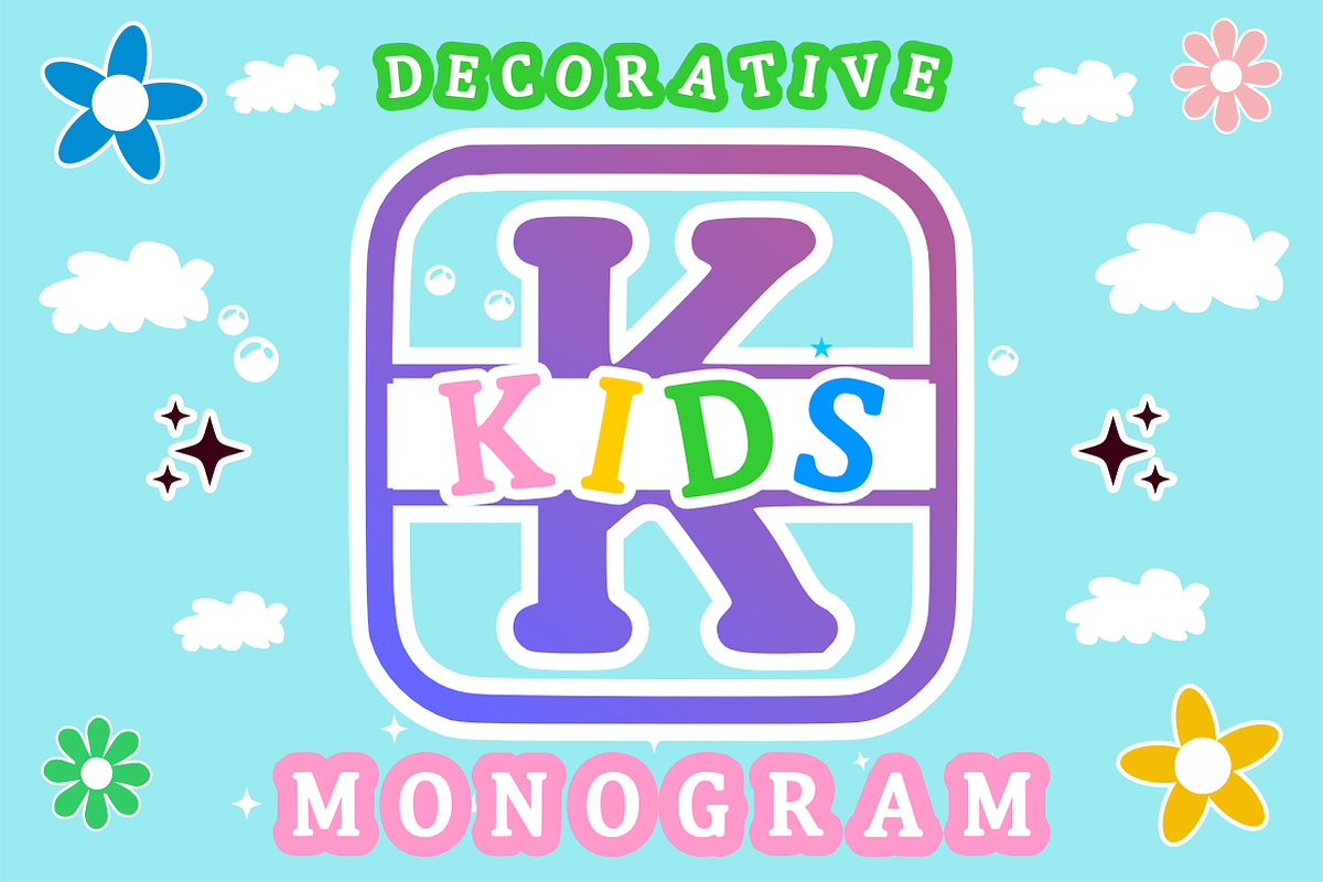 Kids Monogram - Playful Split Font, a Slab Serif Font by KiddoGlyphs Studio (Photo 1 of 4)