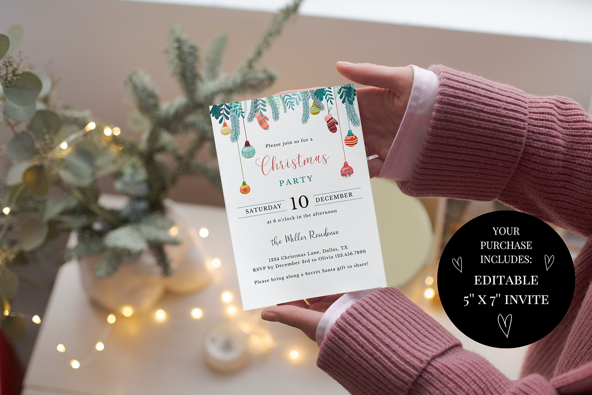 Editable Christmas Invitations, an Invitation Template by ForeverPrint (Photo 4 of 8)