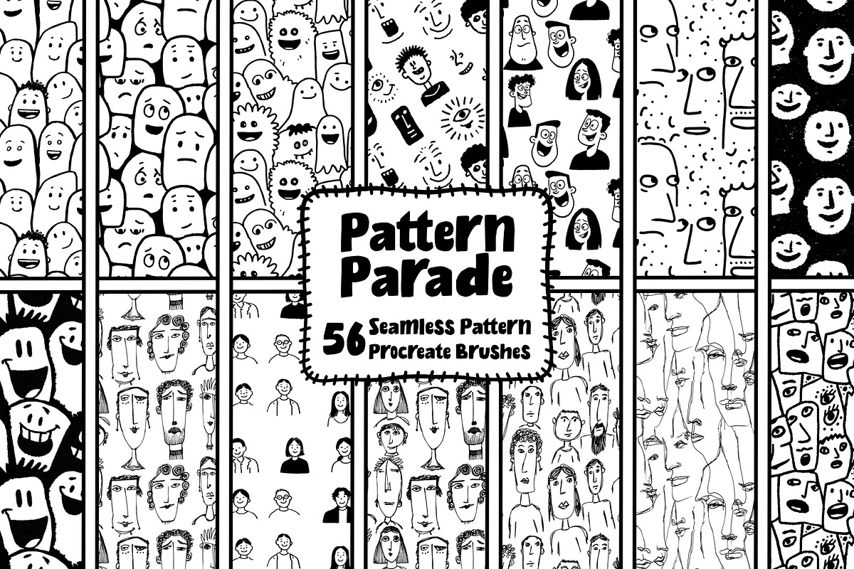 56 Unique Procreate Pattern Brushes, a Brush Add-On by Heather Green Designs (Photo 1 of 11)