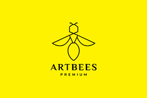 Minimalist Art Bee Line Modern Logo