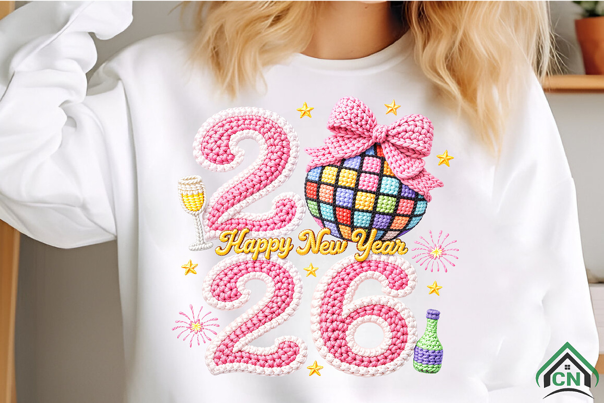 Faux Yarn Happy New Year 2026 PNG, an Illustration by Craft Nest (Photo 2 of 8)