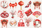 Chinese New Year Clipart, an Illustration by NadiaTheronArt (Thumbnail 2 of 4)