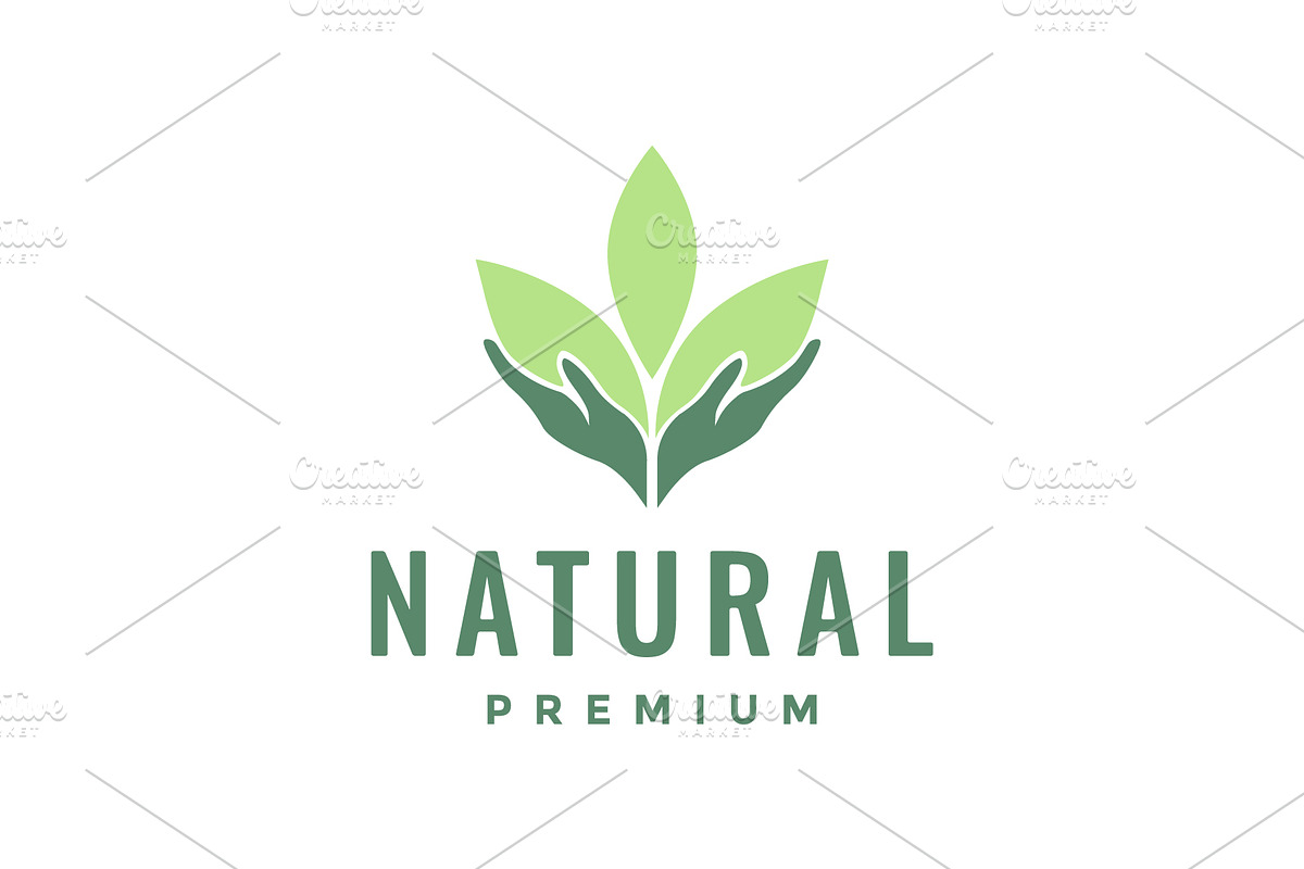 cupped hands leaves nature  logo, a Branding & Logo Template by devastd
