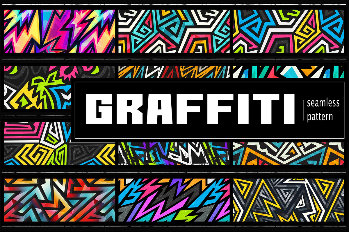 Graffiti geometric pattern pack, a Pattern Graphic by Gudiny (Photo 1 of 13)