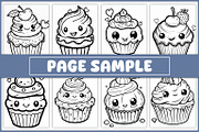 100 Kawaii Cupcake Coloring Pages, a Food Illustration by BrightMart (Thumbnail 2 of 3)