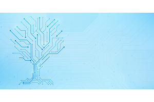 Digital circuit tree with roots, a Technology Illustration by art PVP - market