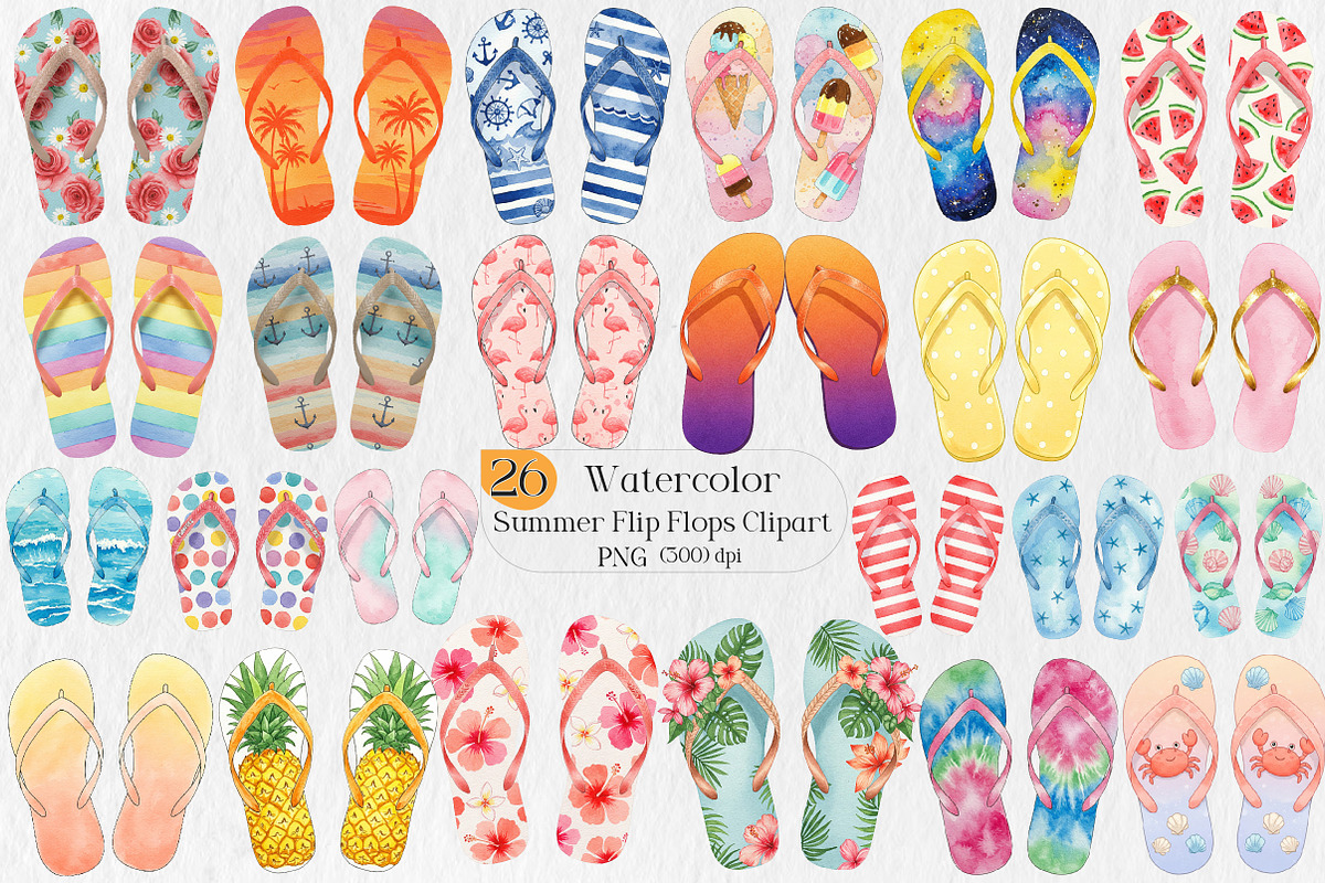 Summer Flip Flop Sublimation Clipart, an Illustration by Creative Art (Photo 1 of 8)