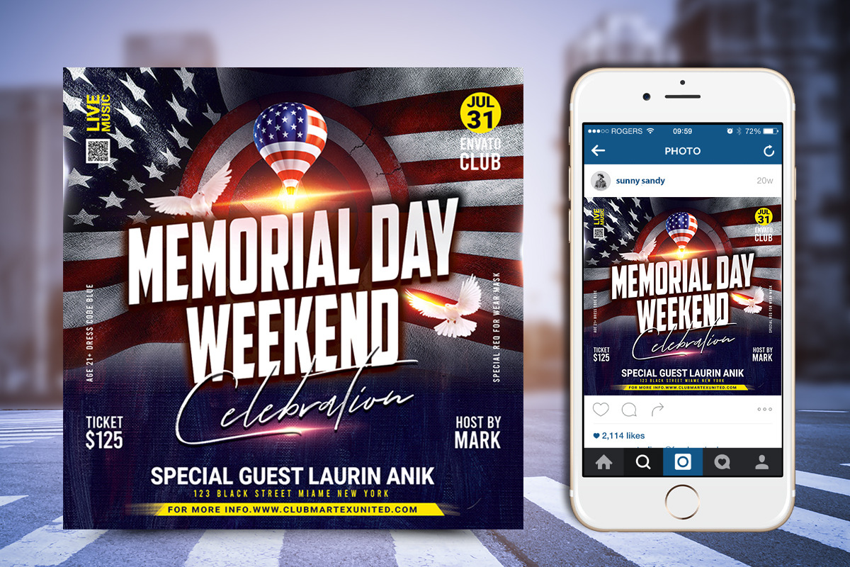 Memorial Day Party Flyer, a Flyer Template by Poushe Design