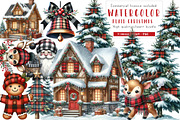 Kawaii Plaid Christmas Clipart, an Illustration by CreationArt (Thumbnail 1 of 5)