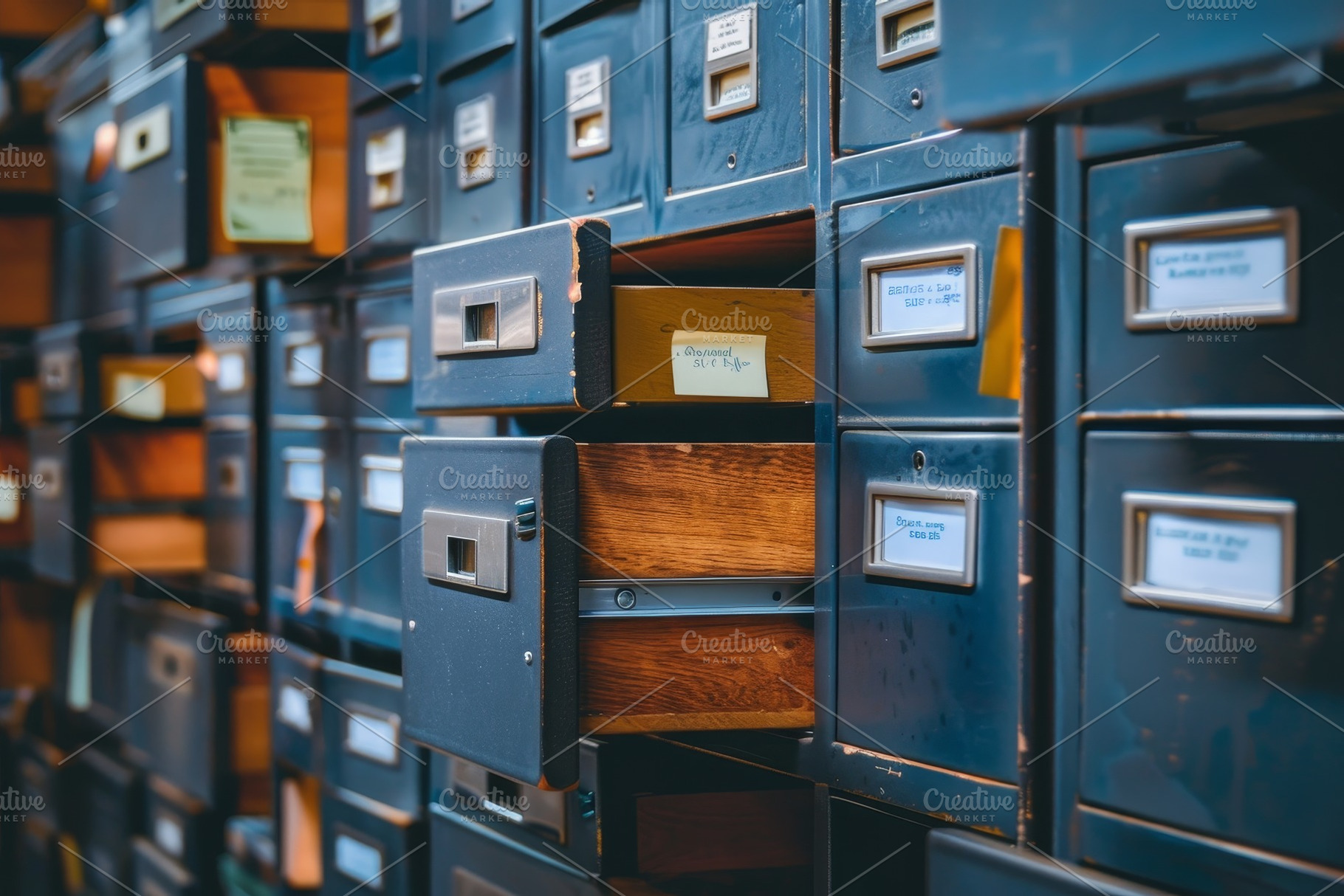 Numerous filing cabinets lined up ag, a Photo by Iftikhar Alam