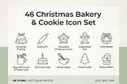 64 Christmas Bakery Icon Set, an Outline Icon by adenpinkstore (Thumbnail 1 of 18)
