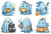 Iridescent Ghost Halloween Clipart, a Seasonal Illustration by DreamArtGraphic (Thumbnail 3 of 5)