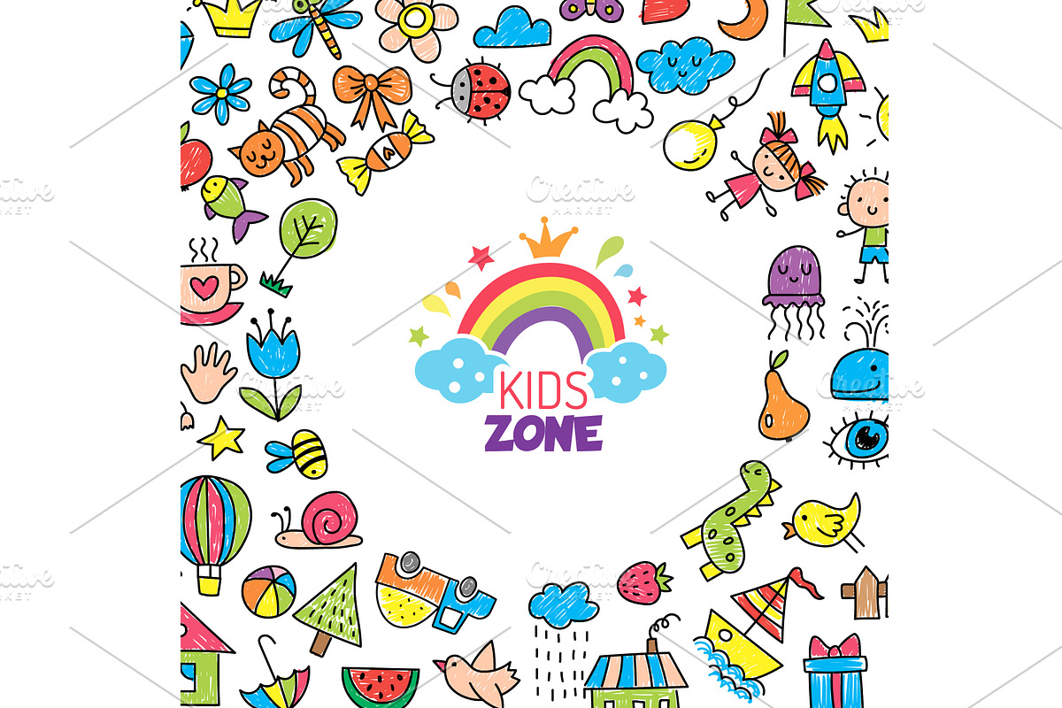 Kids background. colorful round, an Illustration by Onyx