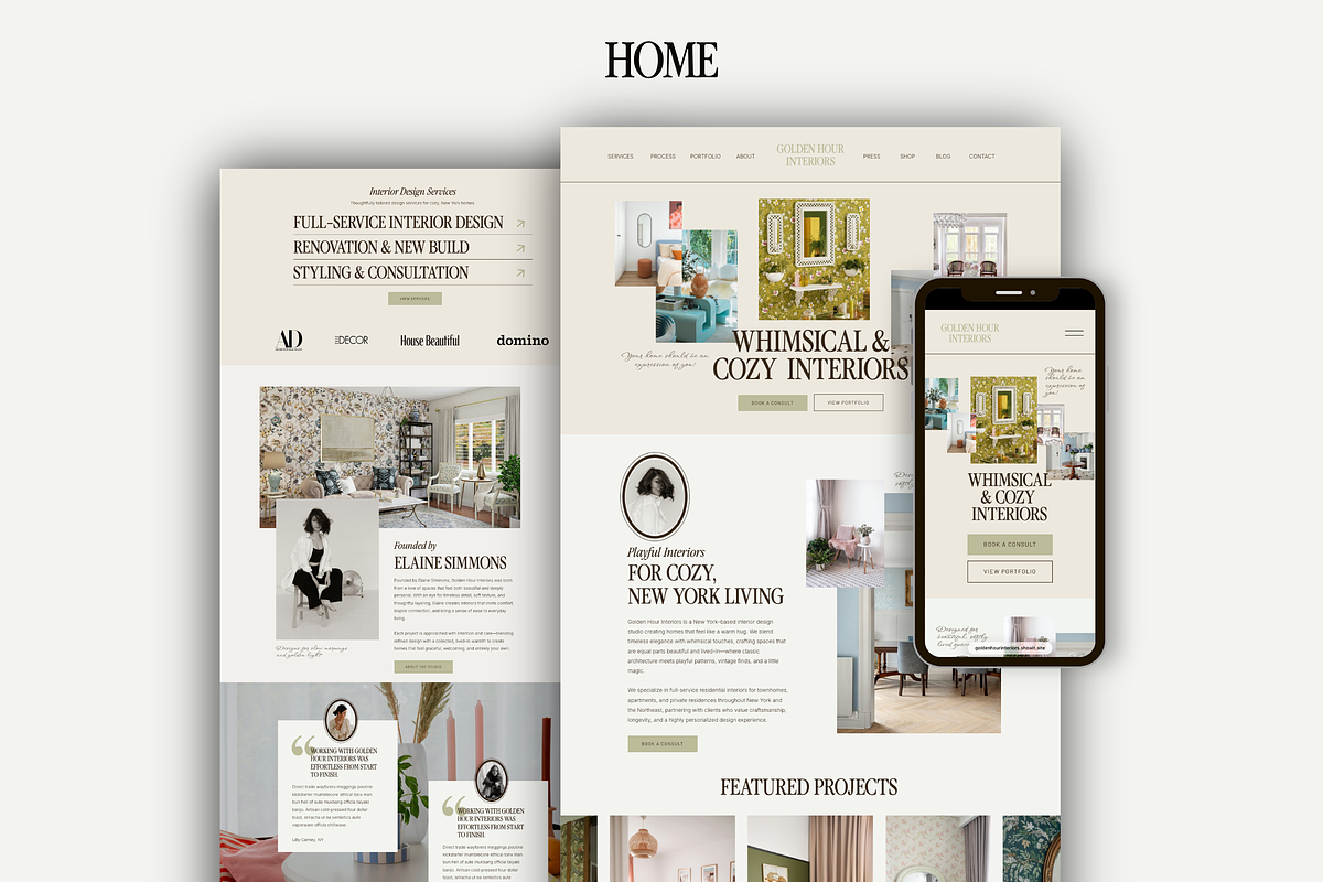 Interior Designer Website Showit, a Squarespace Template by Warmsoulgallery (Photo 2 of 16)