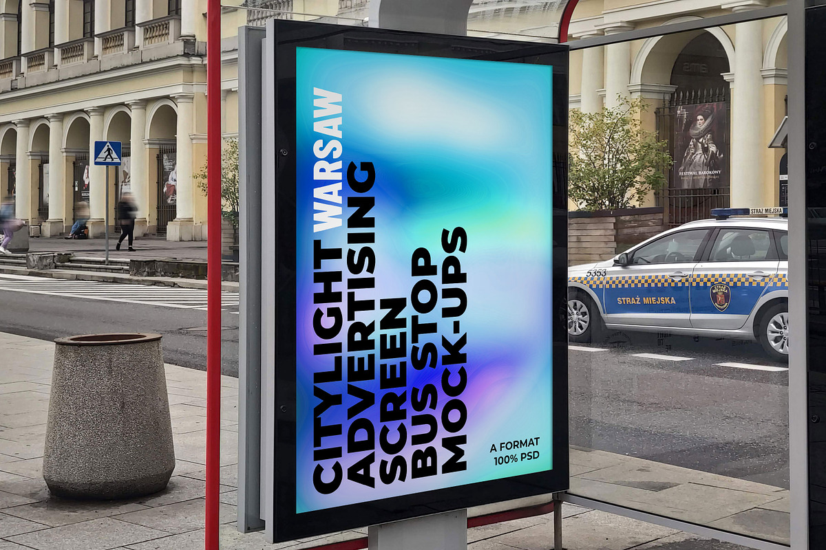 Warsaw Citylight Ad Bus Stop 9, an Advertising Mockup by Graphic Shelter (Photo 3 of 8)