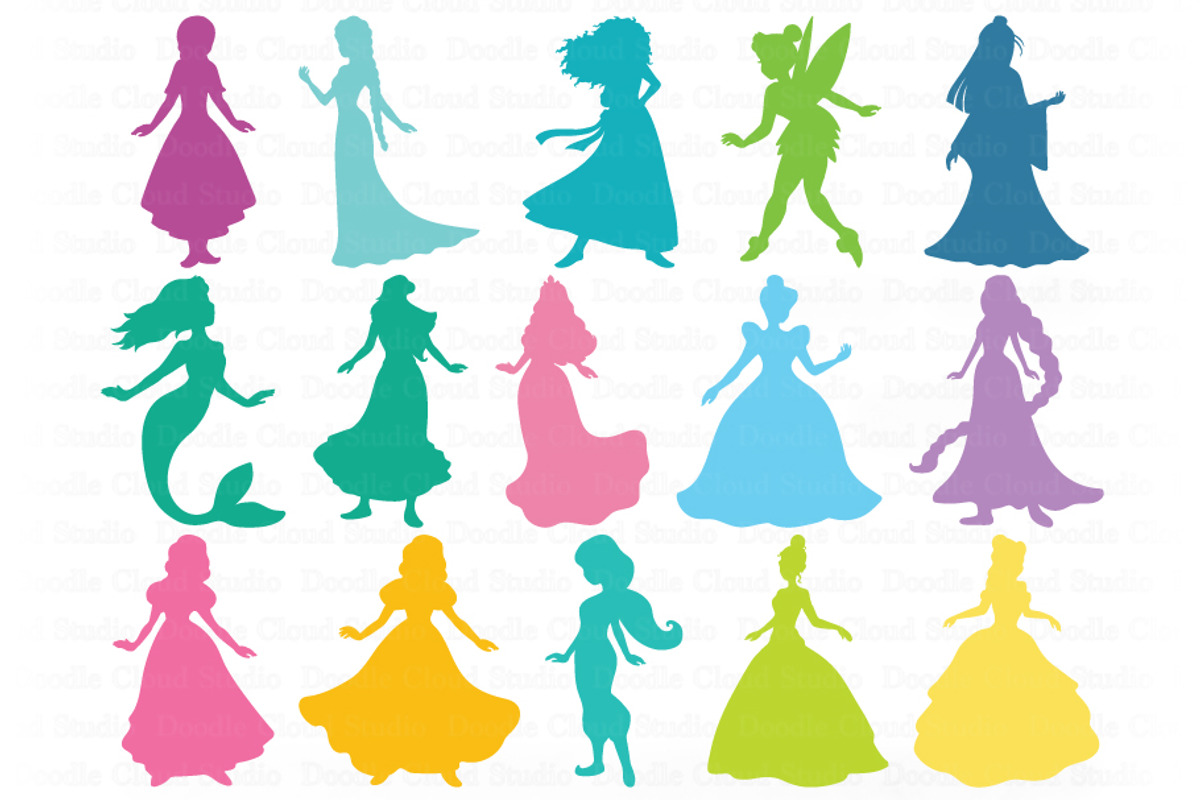 Princess SVG, Princesses Bundle SVG., an Illustration by Doodle Cloud Studio (Photo 1 of 8)