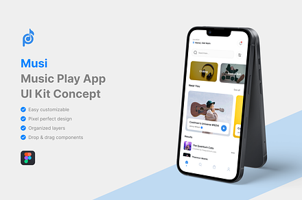 Musi - Music Play App UI Kit, an UI Kit Template by iDoodle Studio