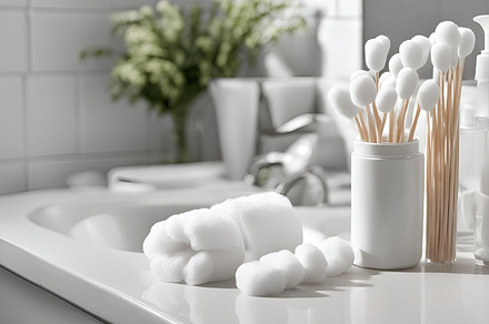Cotton Swabs in luxury bathroom, a Beauty & Fashion Photo by ComfortQ