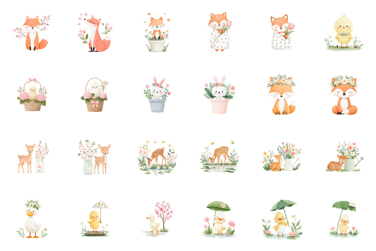 Watercolor Spring Nursery Clipart, an Illustration by CreationArt (Photo 2 of 7)