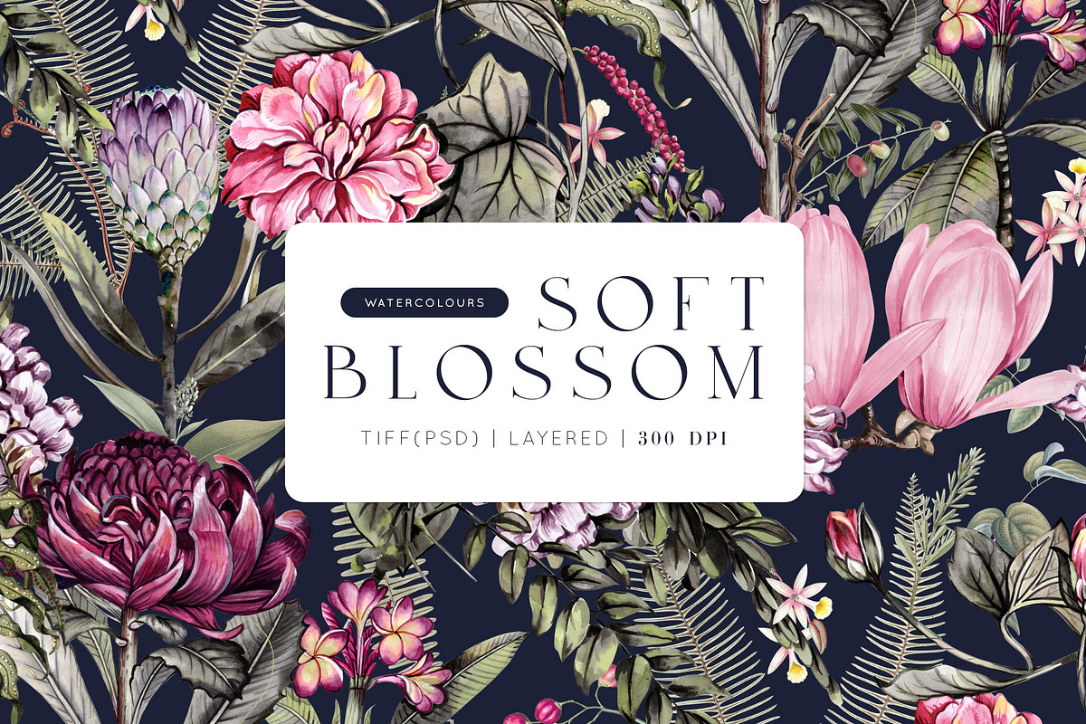 Soft Blossom Watercolor Floral Print, a Pattern Graphic by TSTUDIO (Photo 1 of 10)