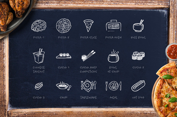 Bistro Restaurant Hand Drawn Icons