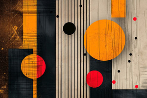 An abstract geometric composition with bold shapes and vibrant c, a Decorative Illustration by ImageMir