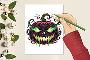 Spooky Pumpkin PNG,Halloween Pumpkin, an Illustration by designcity5 (Thumbnail 3 of 8)