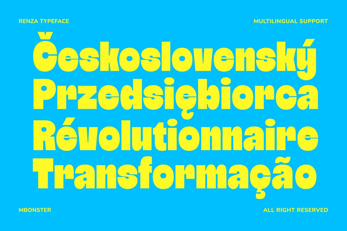 Renza - Bold Heavy Display Font, a Sans Serif Font by Mbonster Design Studio (Photo 3 of 15)