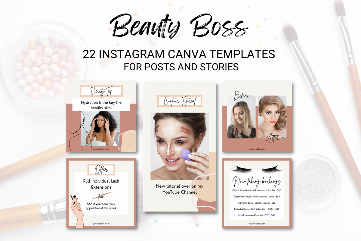 22 Beauty Boss Instagram Templates, a Social Media Template by Create & Bloom (Photo 1 of 7)