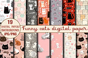 Funny cats digital paper, a Background Graphic by DreamCafeArt (Thumbnail 1 of 4)