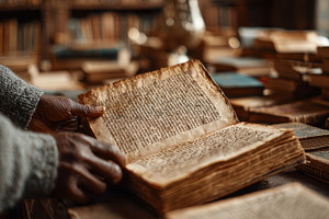Hands holding ancient book old libra, a Photo by Pixeness Studio