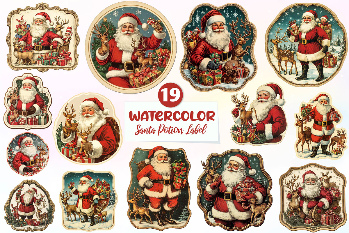 Christmas Santa Potion Label Clipart, an Illustration by CreationArt (Photo 1 of 5)