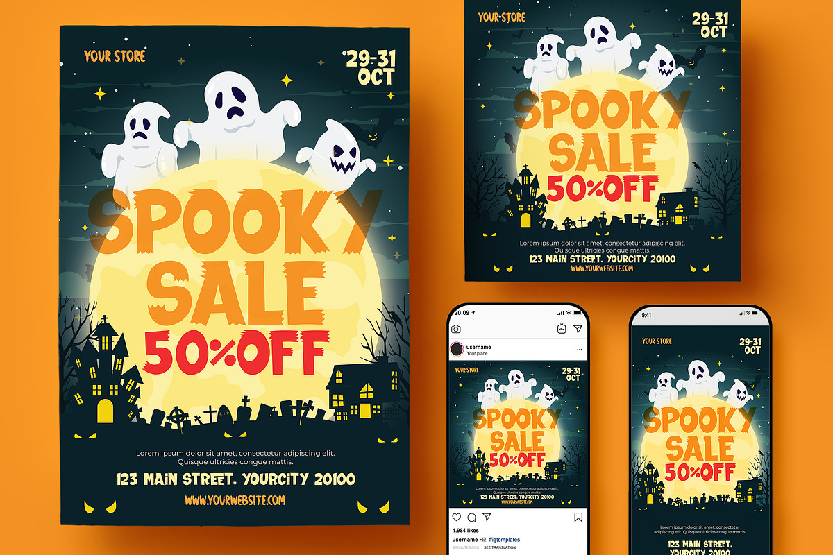 Halloween Sale Flyer, a Flyer Template by Creativestoree (Photo 1 of 5)