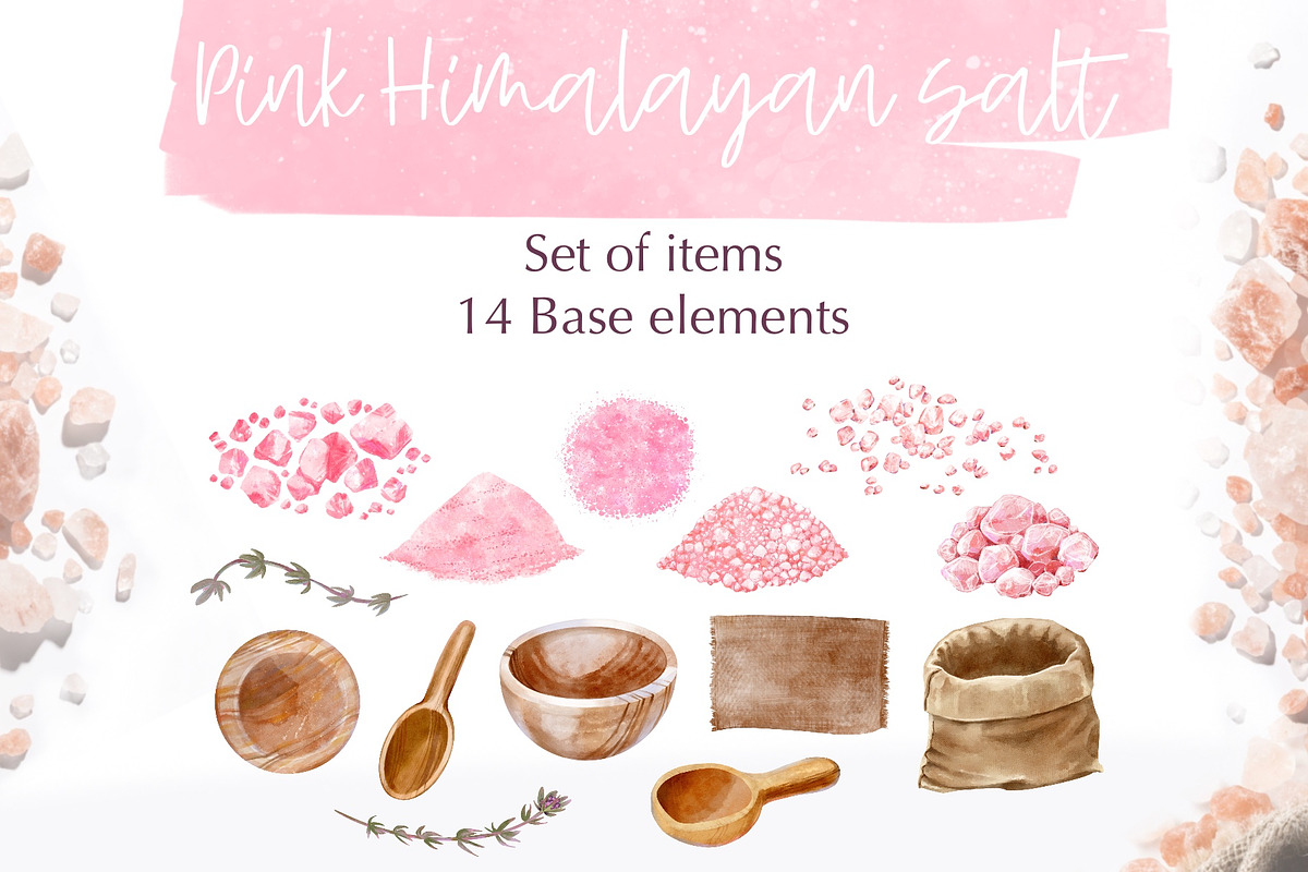 Pink Himalayan Salt Watercolor, a Food Illustration by Shabbypie (Photo 2 of 5)