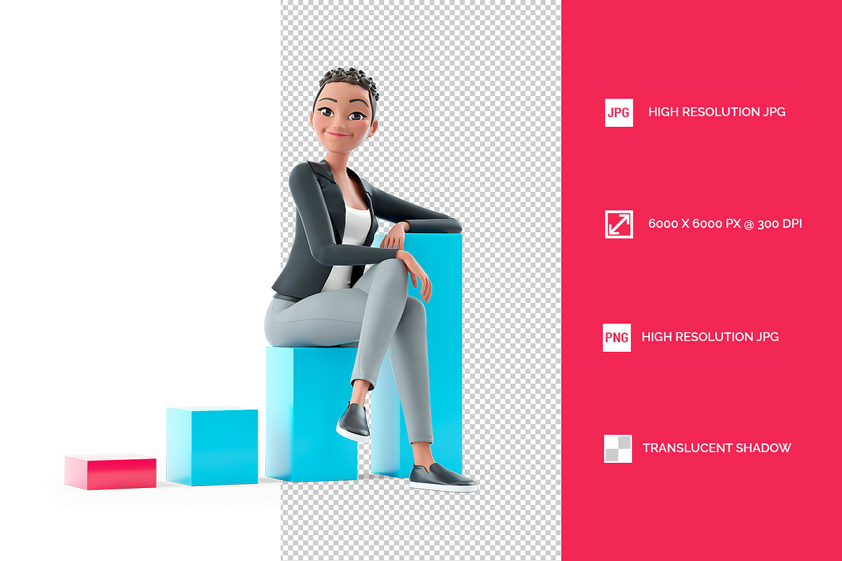 3D Character Woman Sitting on Bar Gr, a Person Illustration by 3DMask