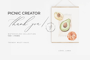 PICNIC CREATOR Watercolor Food Set