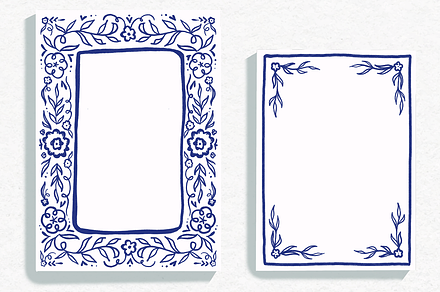 Blue Floral Frame Wedding Clipart