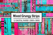Mixed Grungy Strips, a Pattern Graphic by Printable Treasure (Thumbnail 1 of 9)