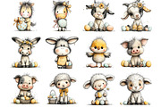 Whimsical Easter Farm Animal Clipart, an Illustration by Sublimation Artist (Thumbnail 4 of 7)