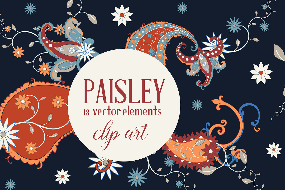 Paisley Vector Clip Art, a Decorative Illustration by Ania Illustration (Photo 1 of 4)