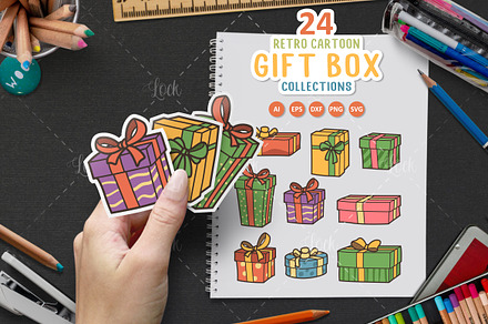 Set of gift box sticker design