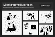 Animated Monochrome Illustration Set, an Object Illustration by Vectors Market (Thumbnail 1 of 5)
