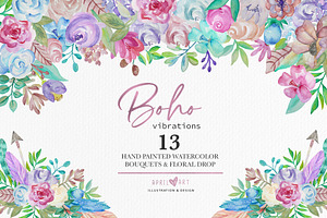 Spring Boho Watercolor Bouquets