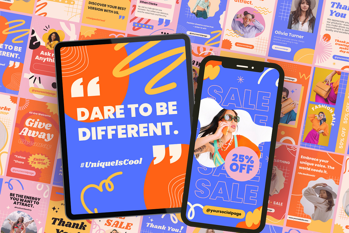 30 Bold Social Media Story Templates, a Templates & Theme by TemplateCastleStore (Photo 4 of 10)