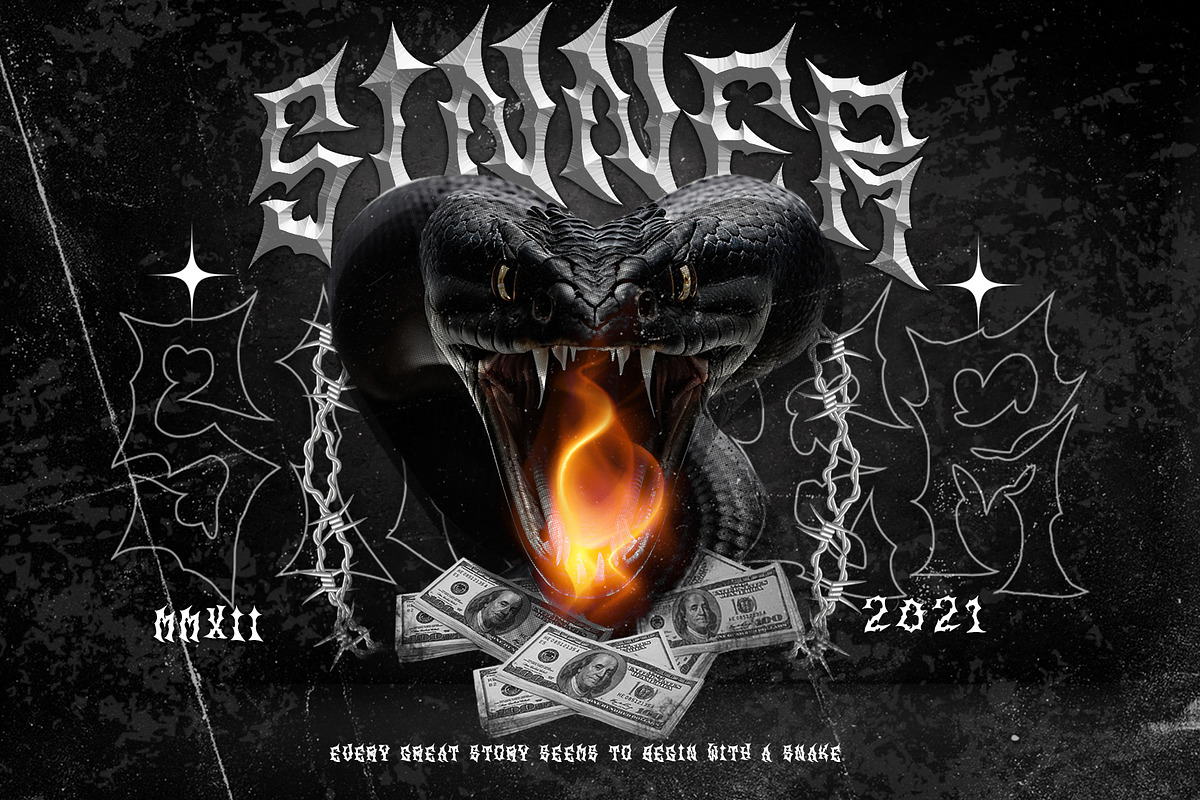 BERINGAS Modern Metal Horror Font, a Blackletter Font by dansdesign (Photo 5 of 8)