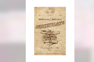 Steampunk wedding certificate PSD