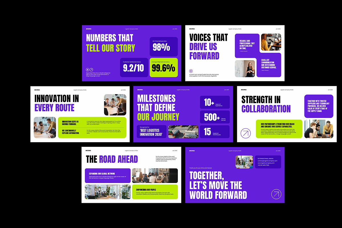 Purple Logistic Company Profile KEY, a Presentation Template by Neermana (Photo 4 of 4)